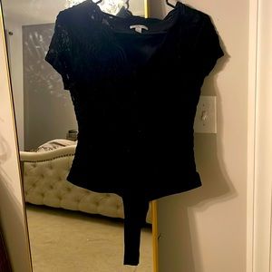 Black Embroidered bodysuit